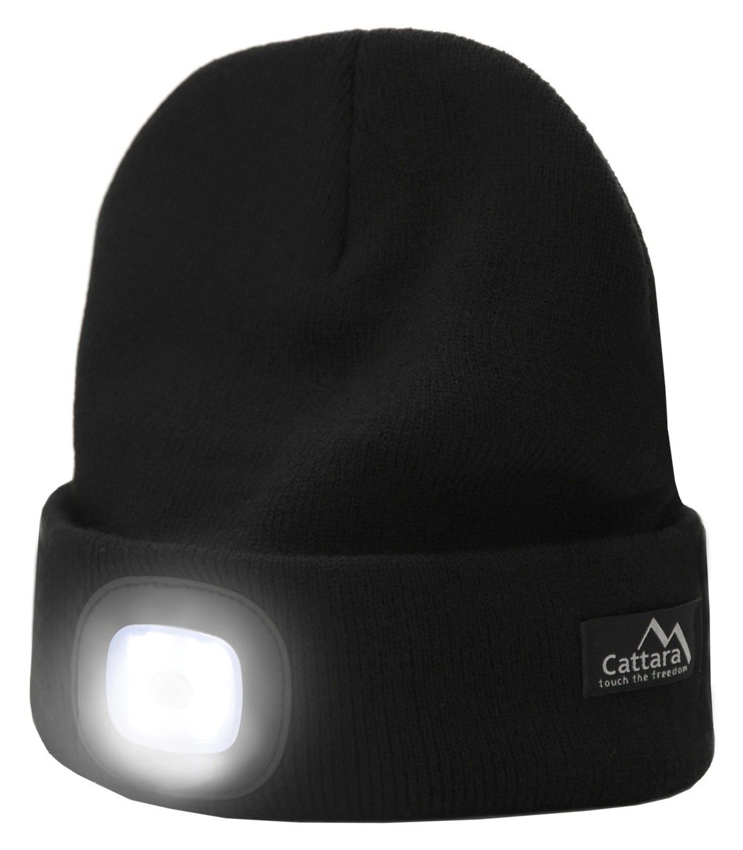 Cattara Black čepice s LED svítilnou a USB nabíjením